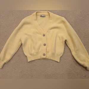 Zara Yellow Sweater with studded buttons size s